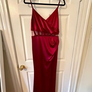 Minuet Petite Red Slip Dress Spaghetti Strap V-Neck